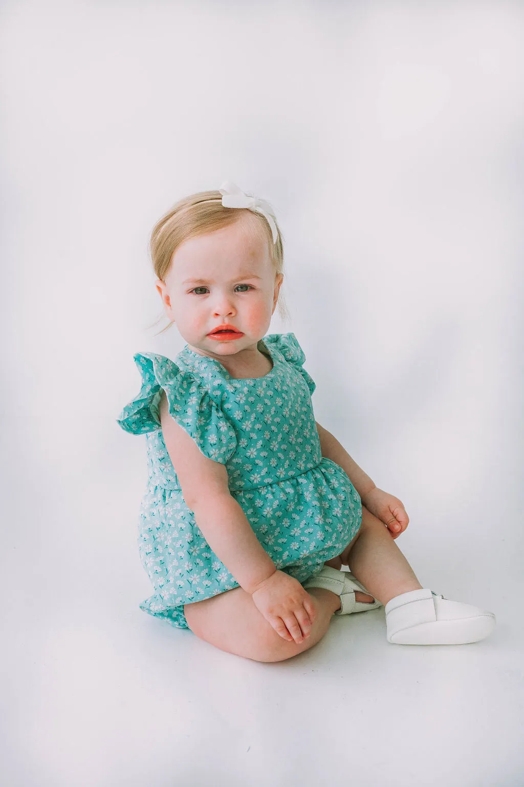 Infant Girl's Turquoise Daisy Bubble Romper