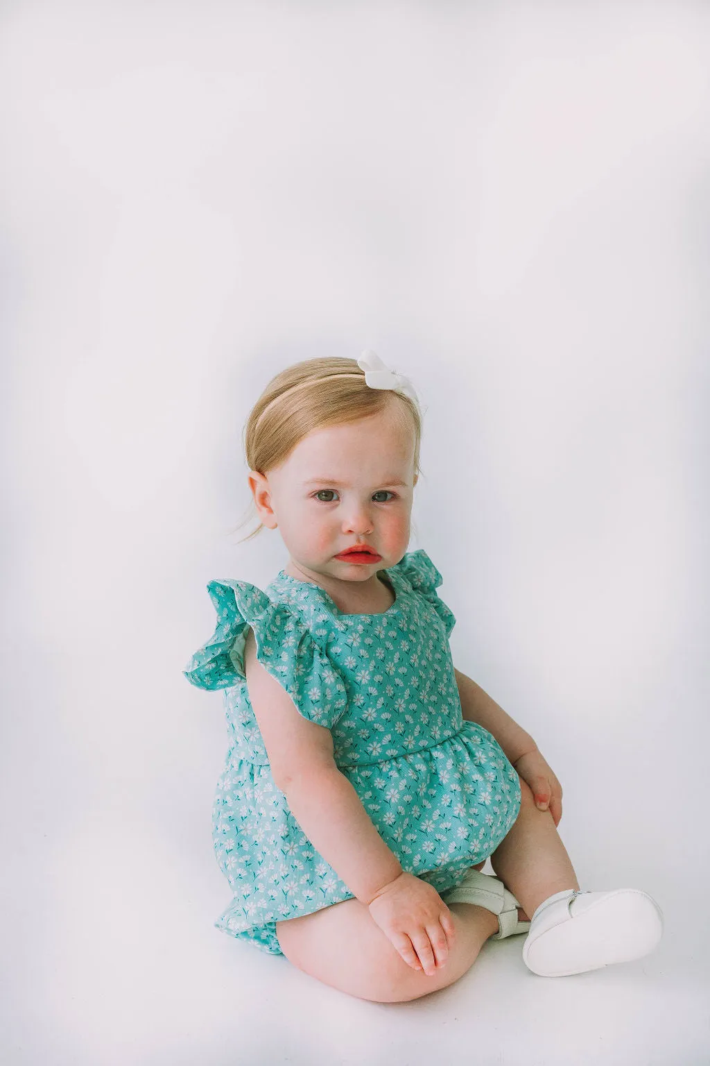 Infant Girl's Turquoise Daisy Bubble Romper