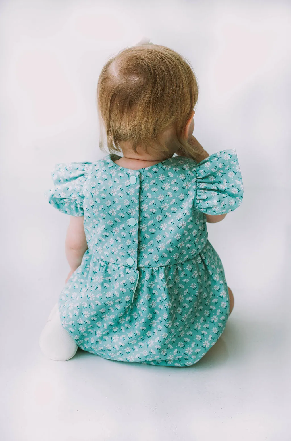 Infant Girl's Turquoise Daisy Bubble Romper