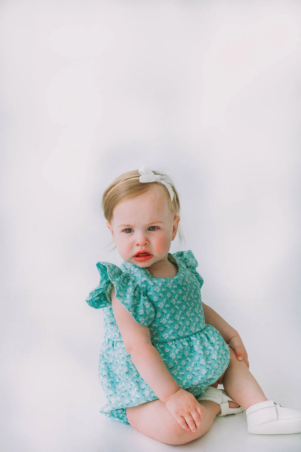 Infant Girl's Turquoise Daisy Bubble Romper