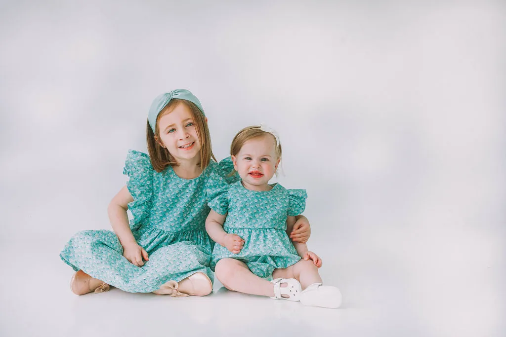 Infant Girl's Turquoise Daisy Bubble Romper