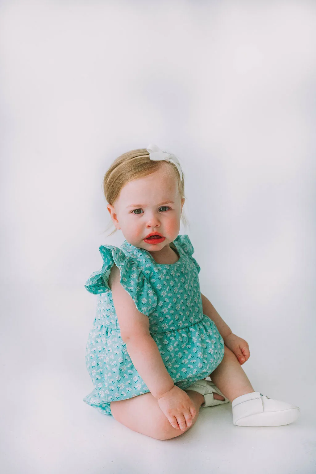 Infant Girl's Turquoise Daisy Bubble Romper