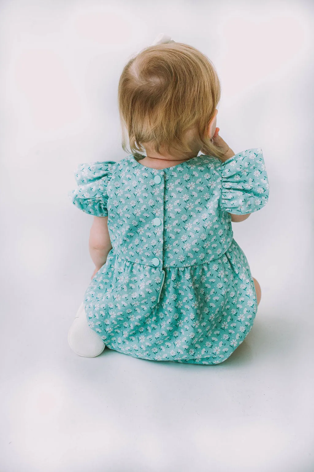 Infant Girl's Turquoise Daisy Bubble Romper