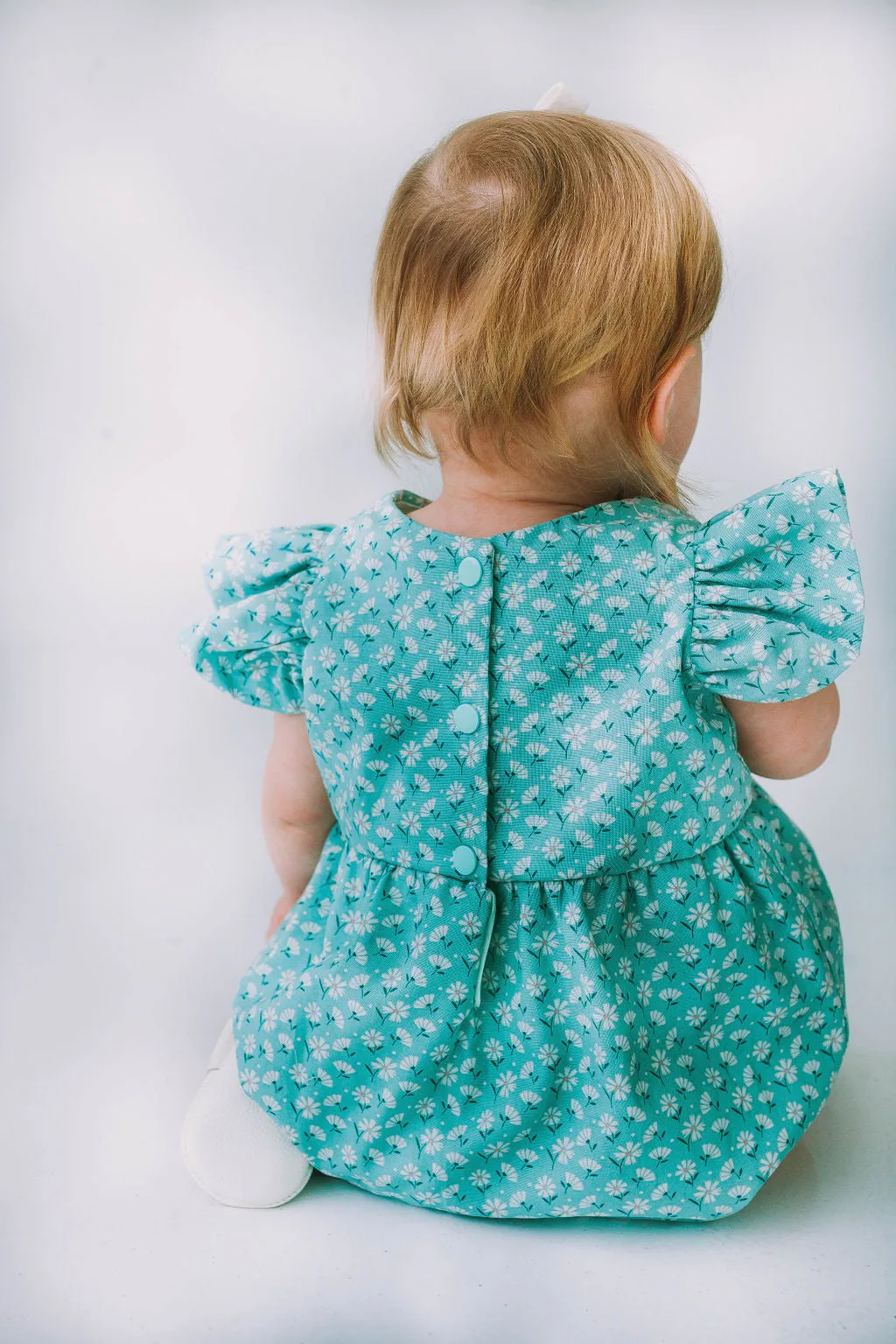 Infant Girl's Turquoise Daisy Bubble Romper