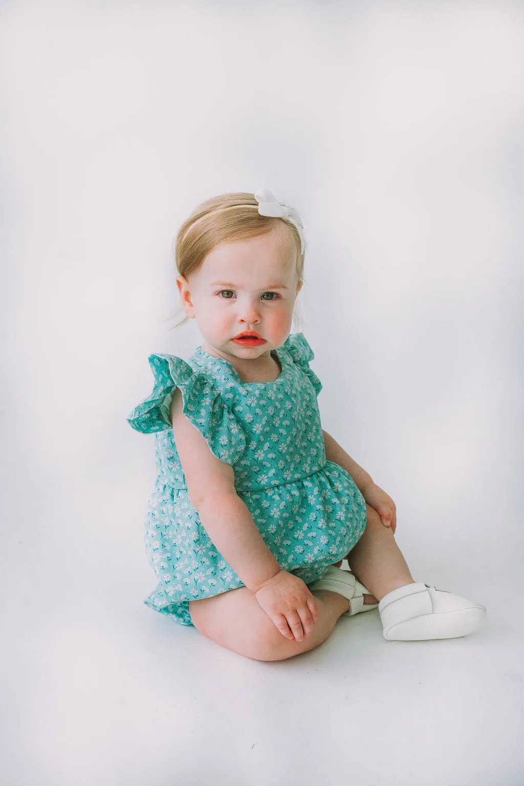 Infant Girl's Turquoise Daisy Bubble Romper