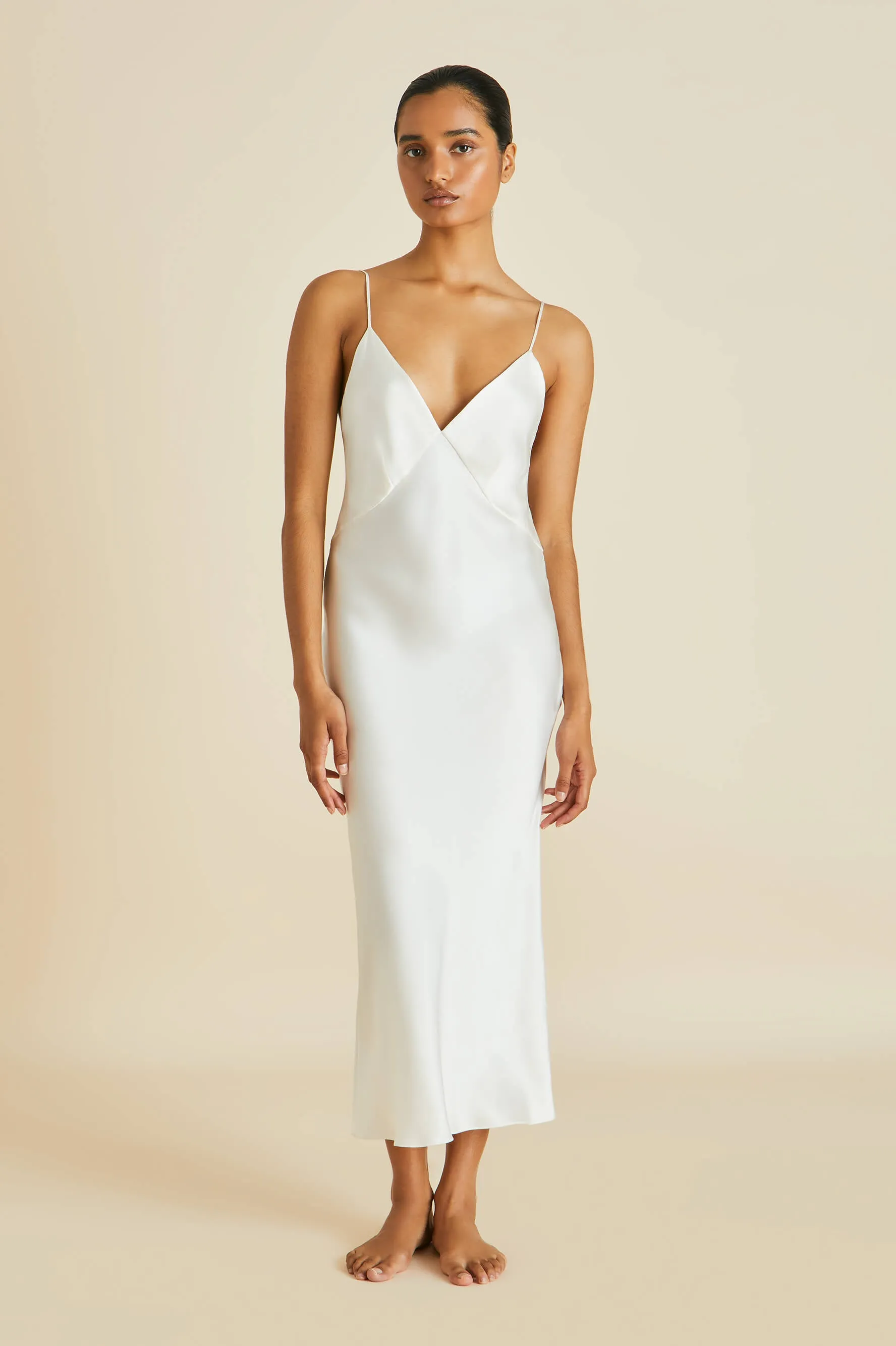 Issa Ivory Silk Satin Slip Dress