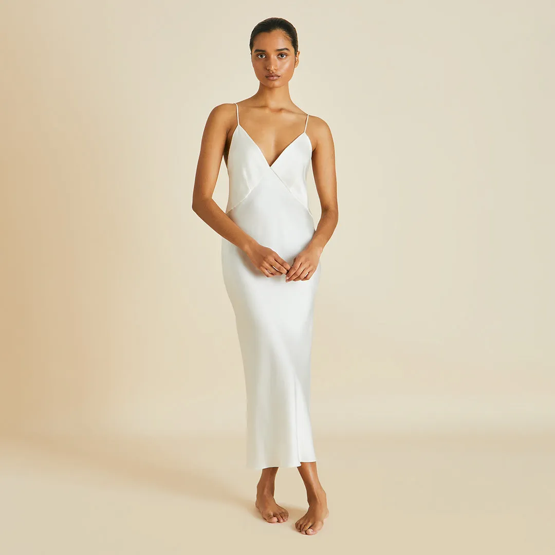 Issa Ivory Silk Satin Slip Dress