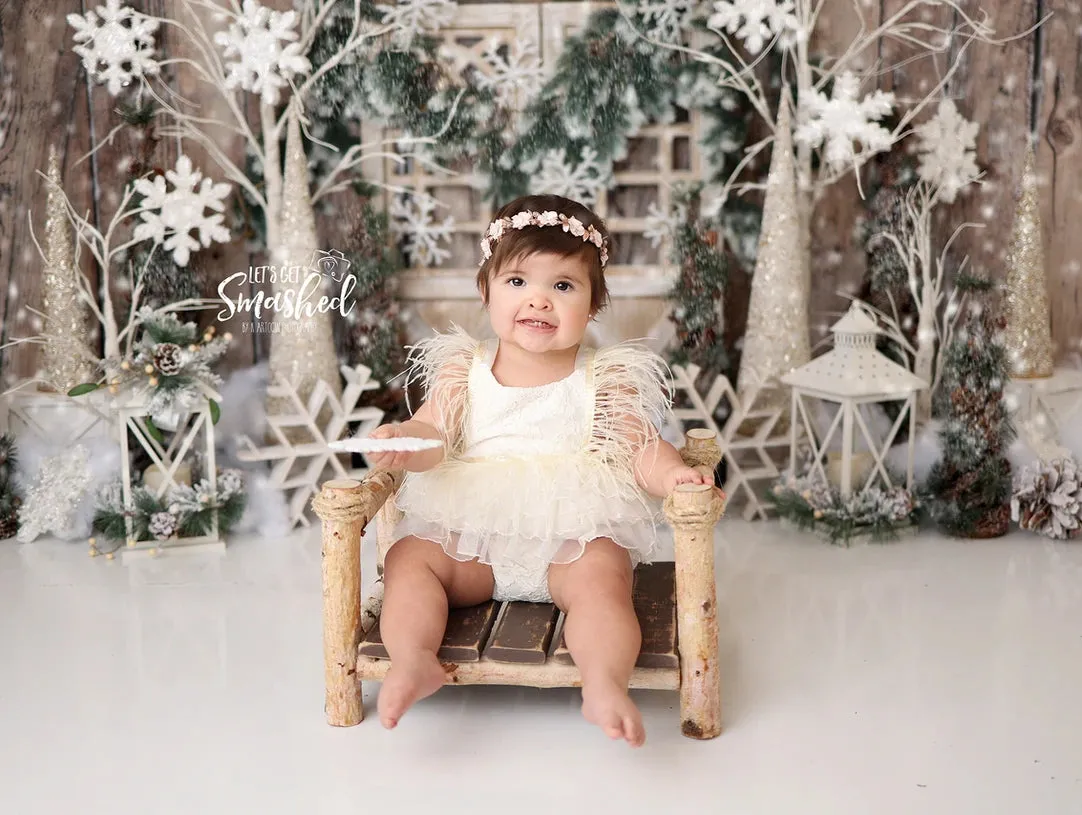 Ivory Feather Romper  with Lace Detail #1000241