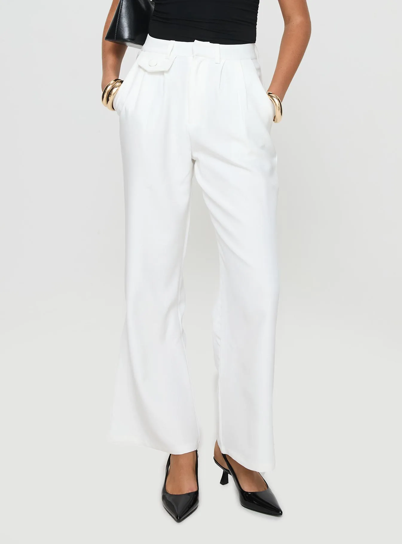 Jazzar Pocket Detail Pleated Pant White