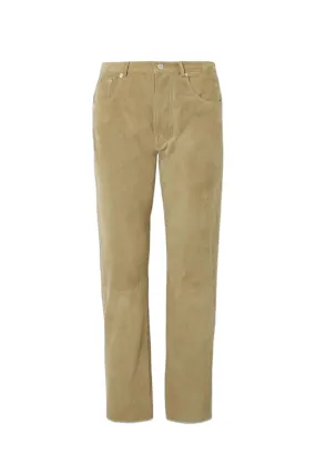 John Suede Straight-leg Pants