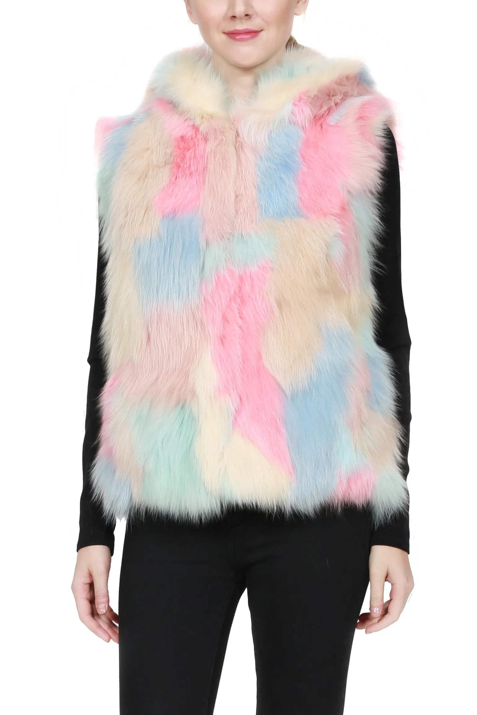 KENDAL - Pastel Fox Fur Vest