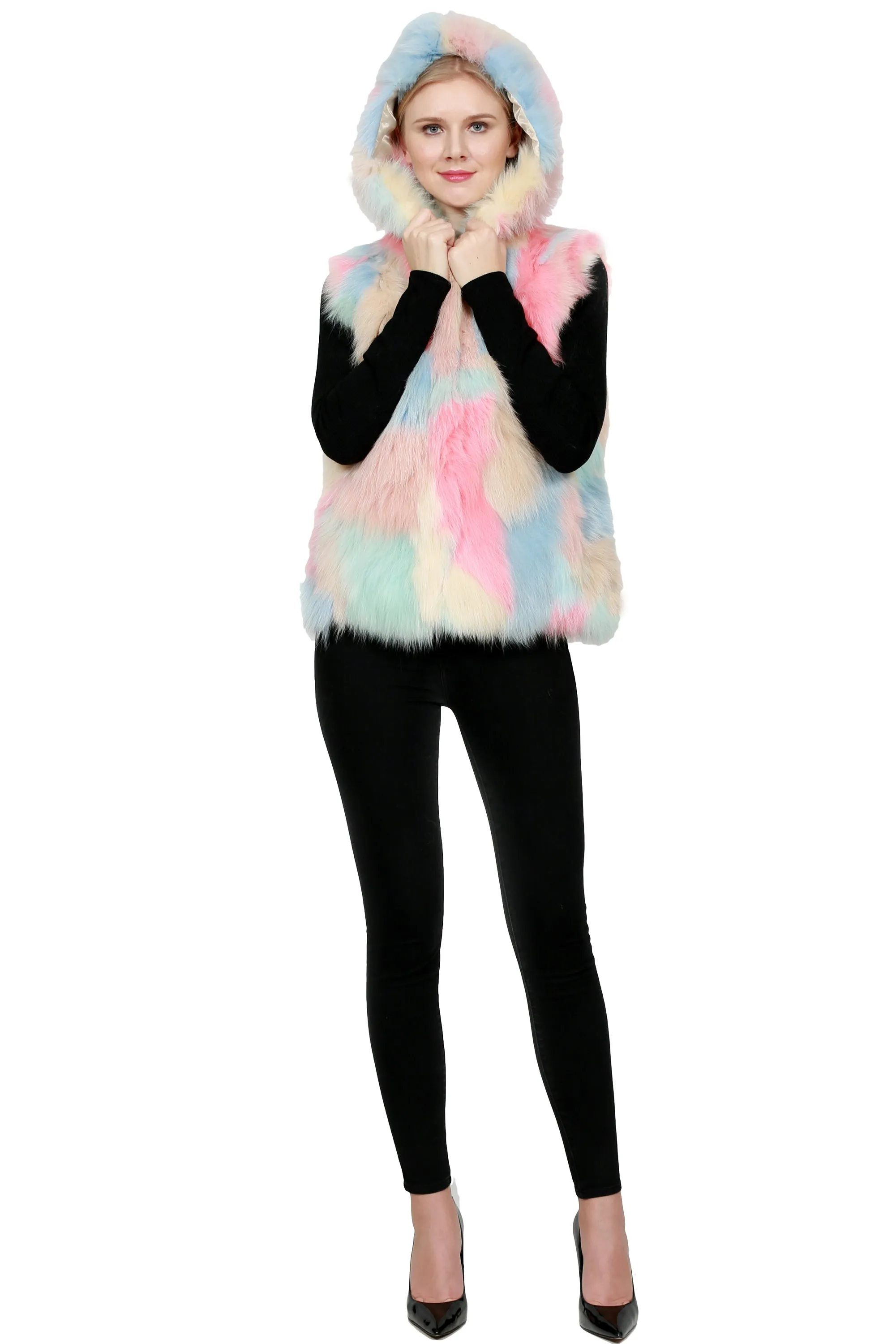 KENDAL - Pastel Fox Fur Vest