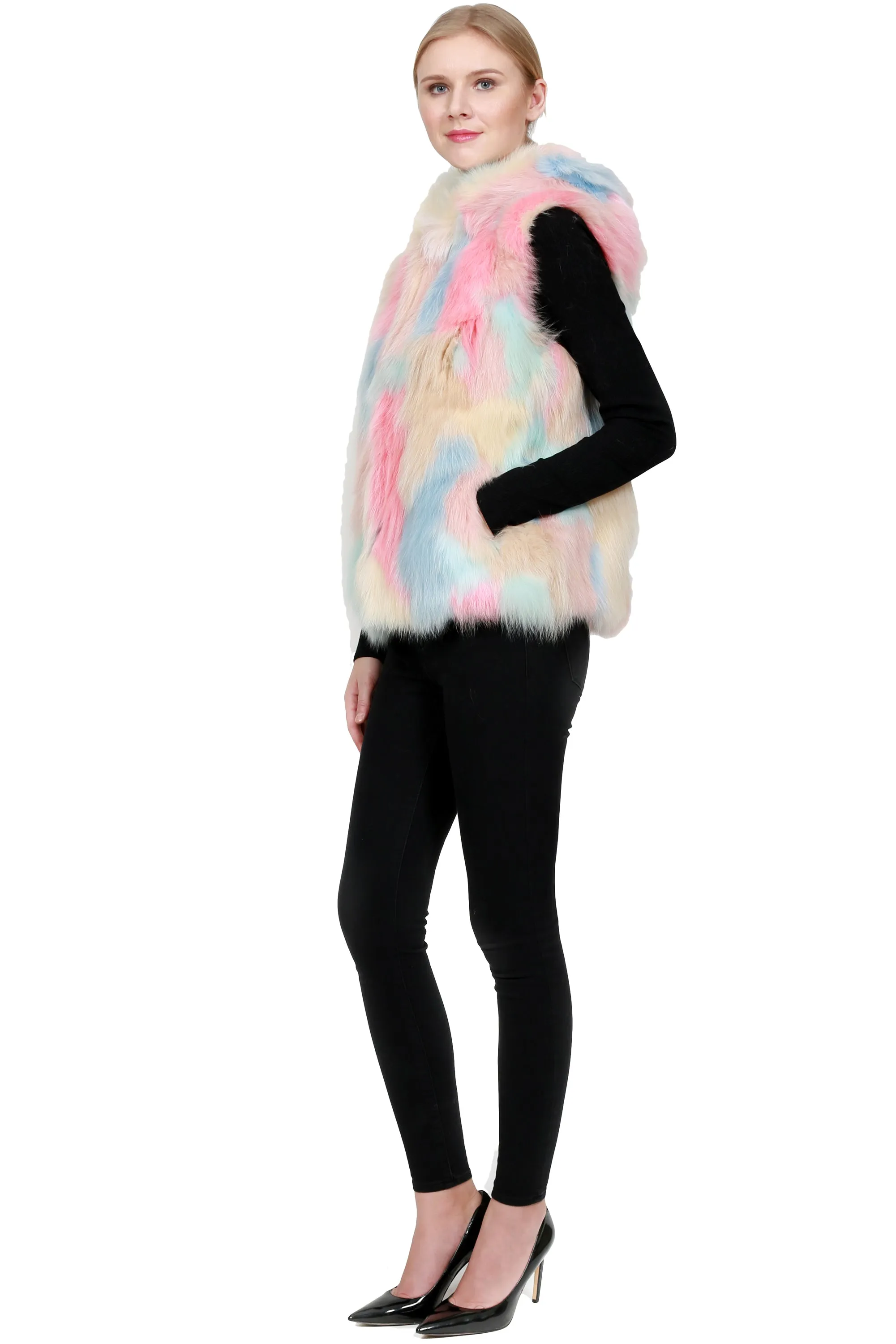 KENDAL - Pastel Fox Fur Vest