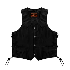 Kids Regular Vest with Side Laces Premium Cowhide Leather