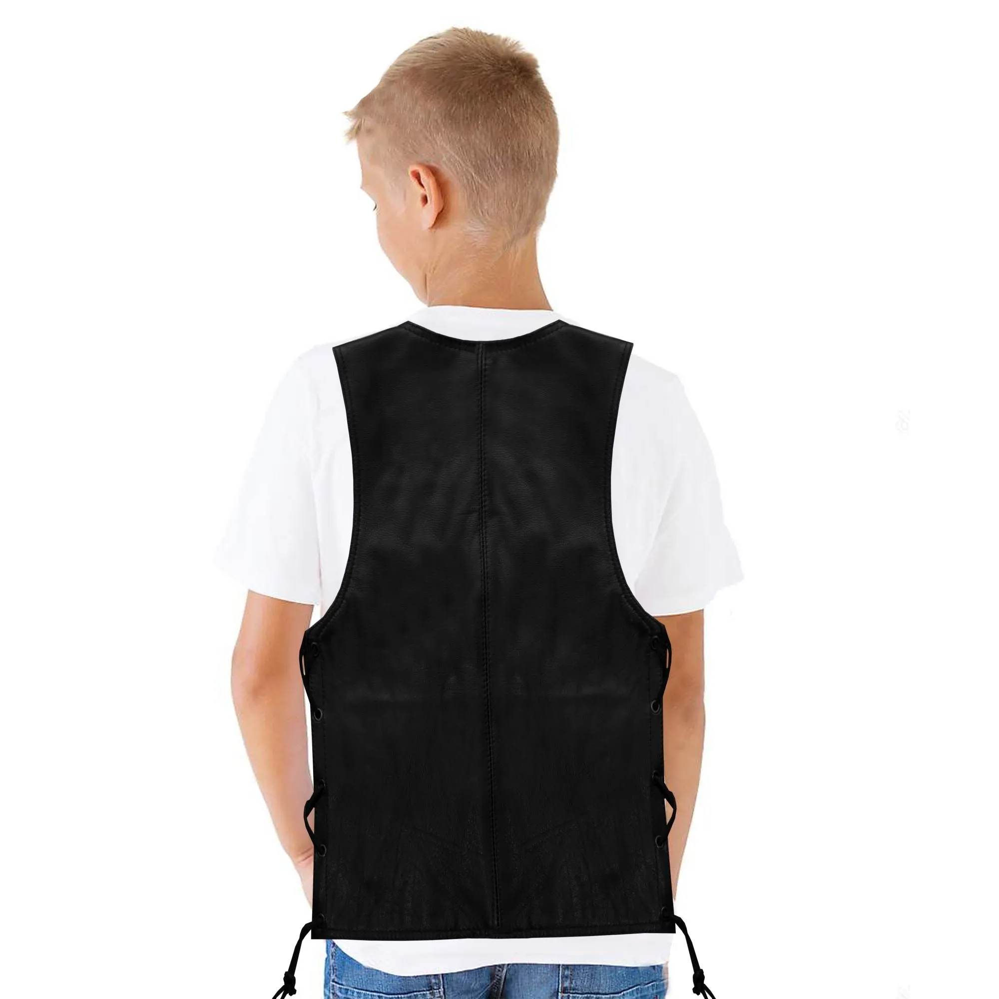 Kids Regular Vest with Side Laces Premium Cowhide Leather