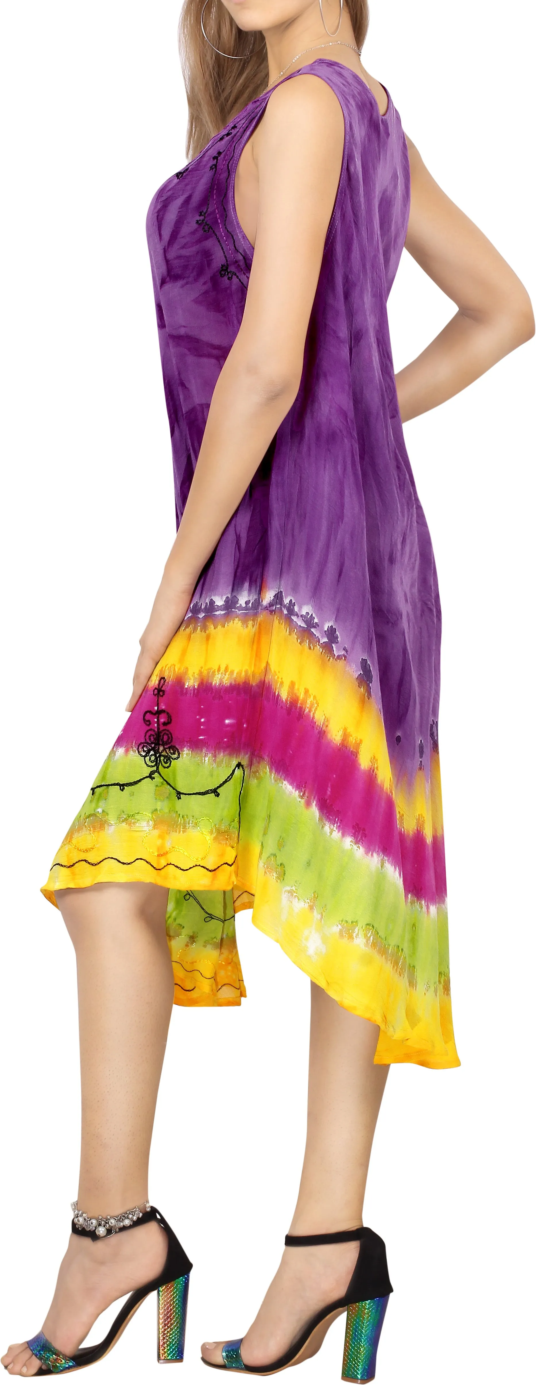 LA LEELA Floral Caftan Beach Dress Cover up for Women Violet_Y886 US Size 14 - 2