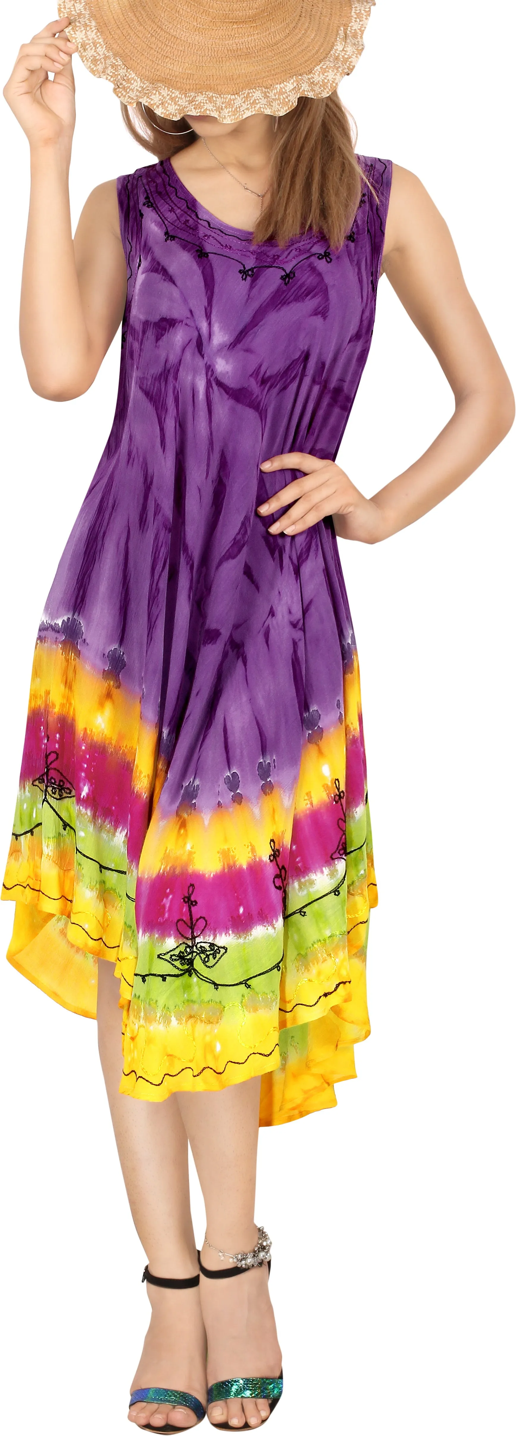 LA LEELA Floral Caftan Beach Dress Cover up for Women Violet_Y886 US Size 14 - 2