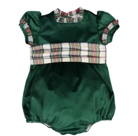 Lace Emerald Green Velvet Romper (Toddler)