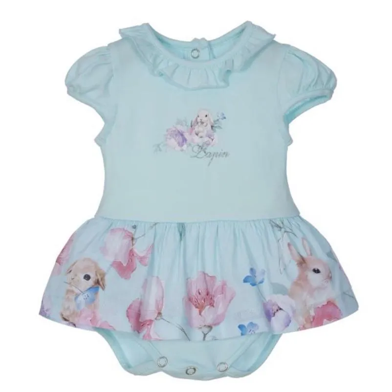 LAPIN HOUSE MINT RABBIT FRILL ROMPER & HAIRBAND