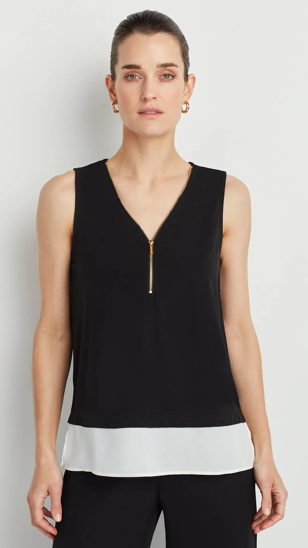 LAYERED V-NECK ZIPPER TANK