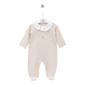 Leo king - Beige romper with long sleeves and feet