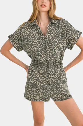 LEOPARD PRINT STRETCH ROMPER