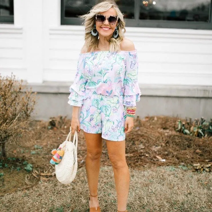 Lilly Pulitzer Off the Shoulder Romper NWT- Size XS