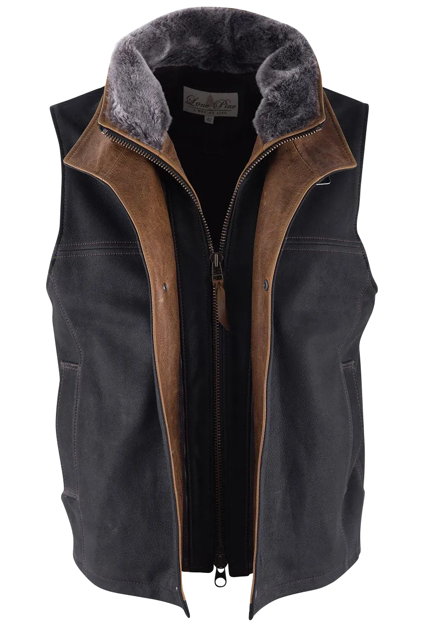 Lone Pine Leather Trekker Vest - Black