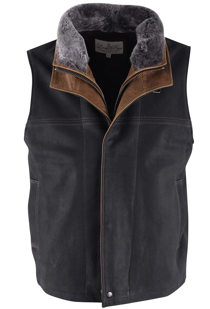 Lone Pine Leather Trekker Vest - Black