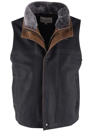 Lone Pine Leather Trekker Vest - Black