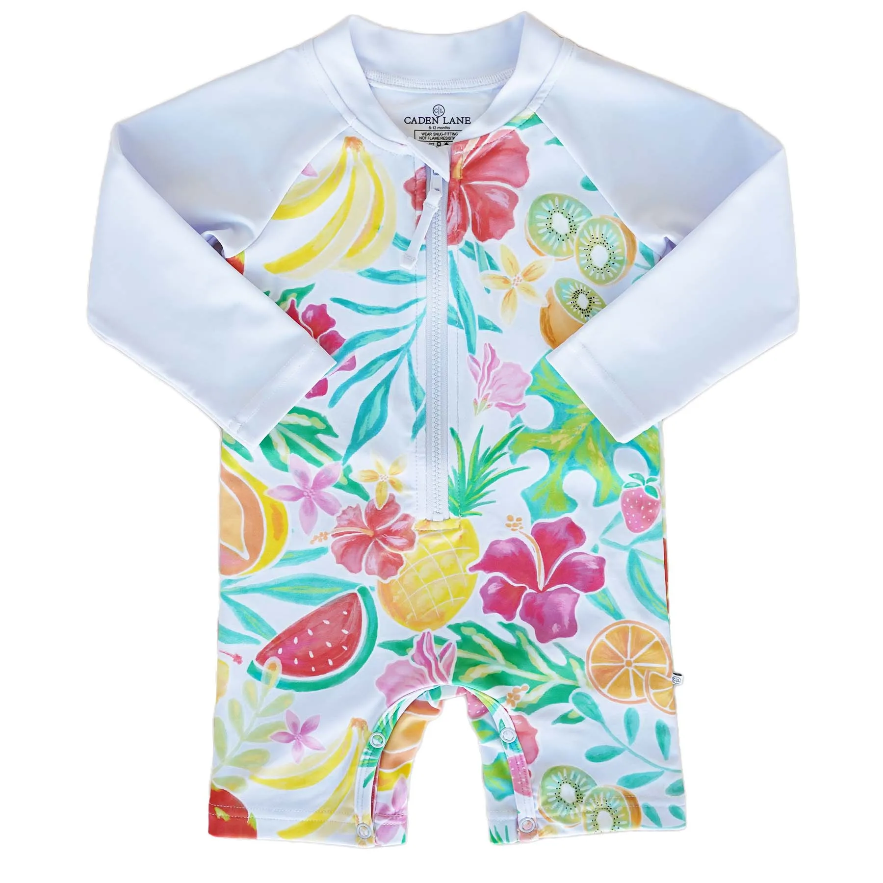 Long Sleeve Rash Guard Swim Romper Shortie | Tropical Paradise