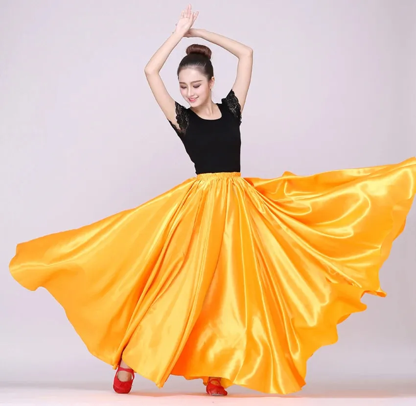 Long Spanish Satin Skirt Dance Costume 14 Colours