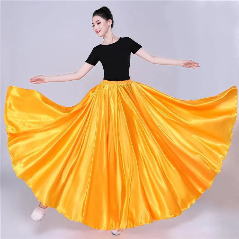 Long Spanish Satin Skirt Dance Costume 14 Colours