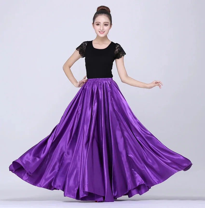 Long Spanish Satin Skirt Dance Costume 14 Colours