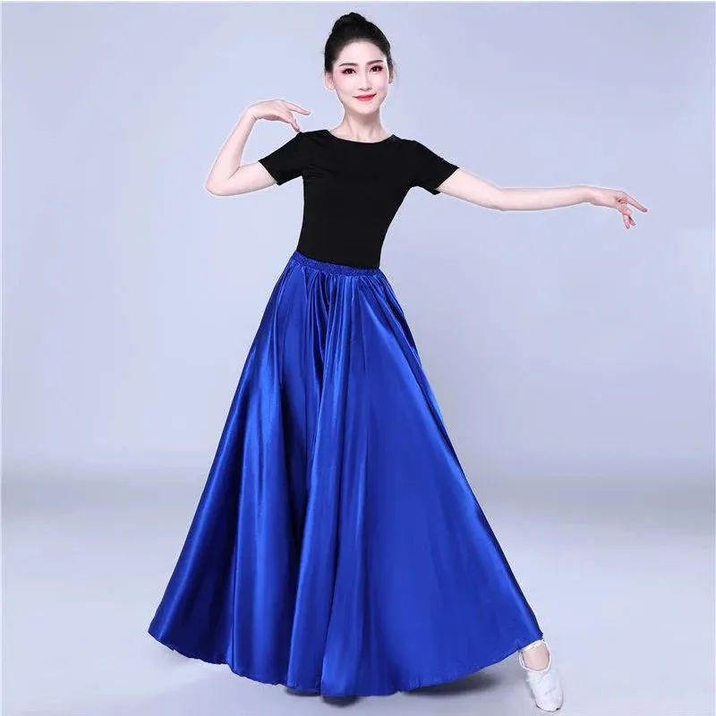 Long Spanish Satin Skirt Dance Costume 14 Colours