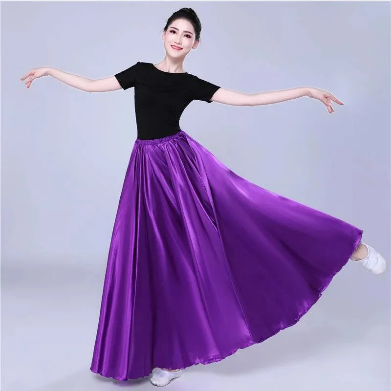 Long Spanish Satin Skirt Dance Costume 14 Colours