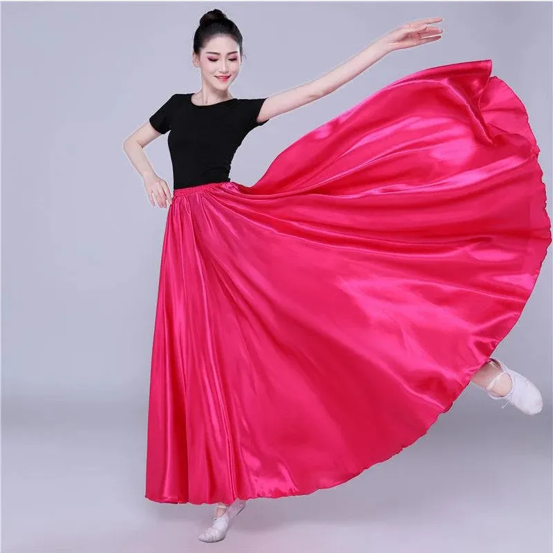 Long Spanish Satin Skirt Dance Costume 14 Colours