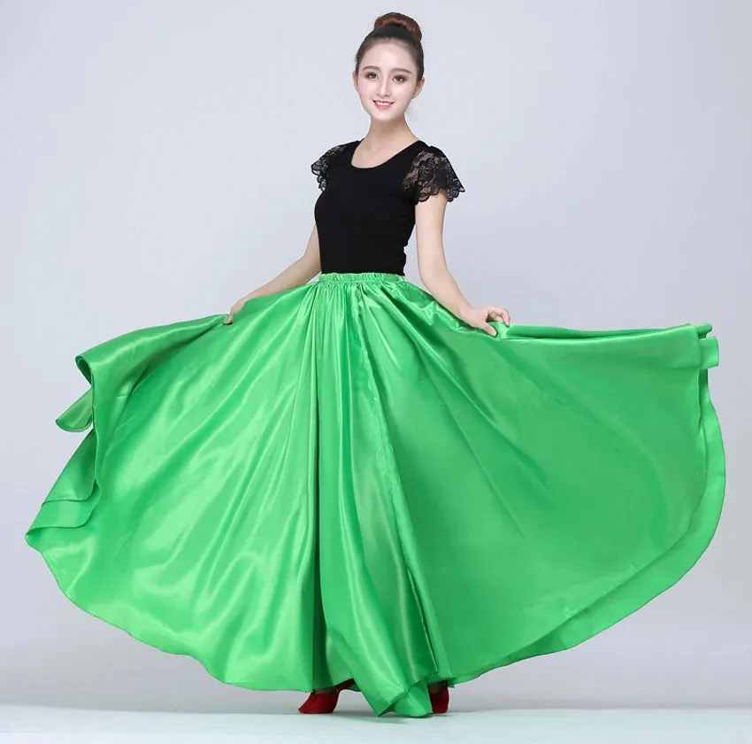 Long Spanish Satin Skirt Dance Costume 14 Colours