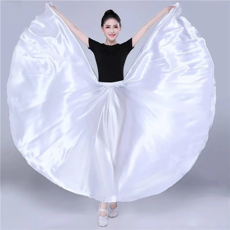 Long Spanish Satin Skirt Dance Costume 14 Colours