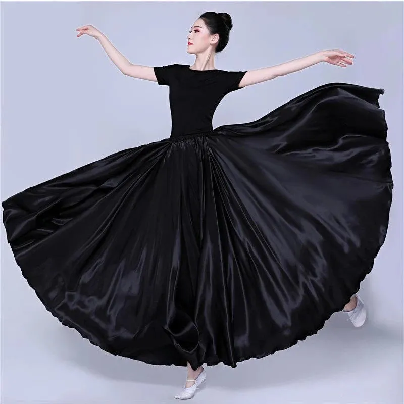 Long Spanish Satin Skirt Dance Costume 14 Colours