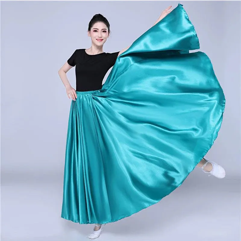 Long Spanish Satin Skirt Dance Costume 14 Colours