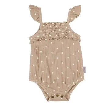 L’ovedbaby Muslin Sleeveless Bodysuit - Wheat Dot