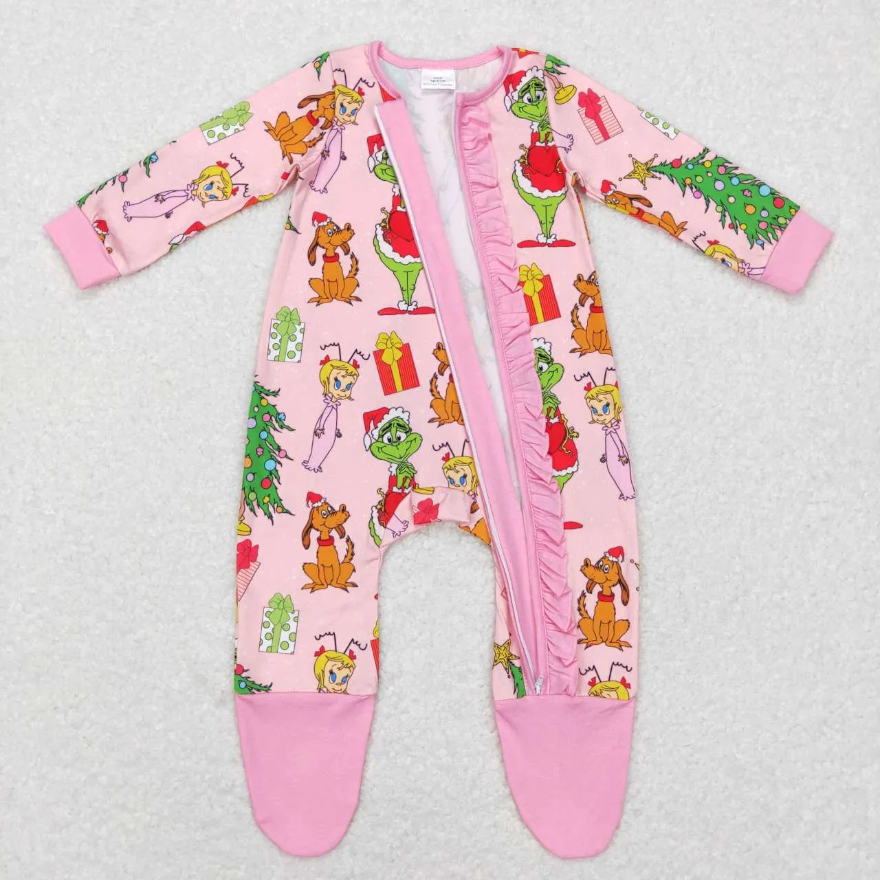 LR0806 baby girl christmas cartoon long sleeve onesie