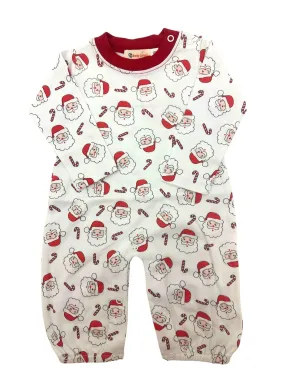 Luigi Santa Head Print L/S Boy Elastic Leg Romper 5109