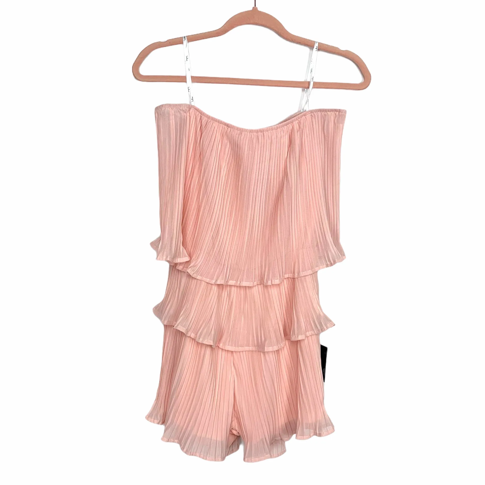 Lulus Gala Ready Light Pink Pleated Strapless Romper NWT- Size M (Sold Out Online!)