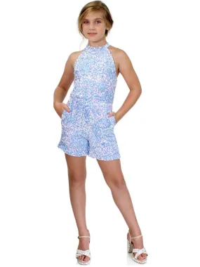 Marc Defang 5033 Short Girls Velvet sequin Pageant Romper fun fashion Formal Wear Pockets