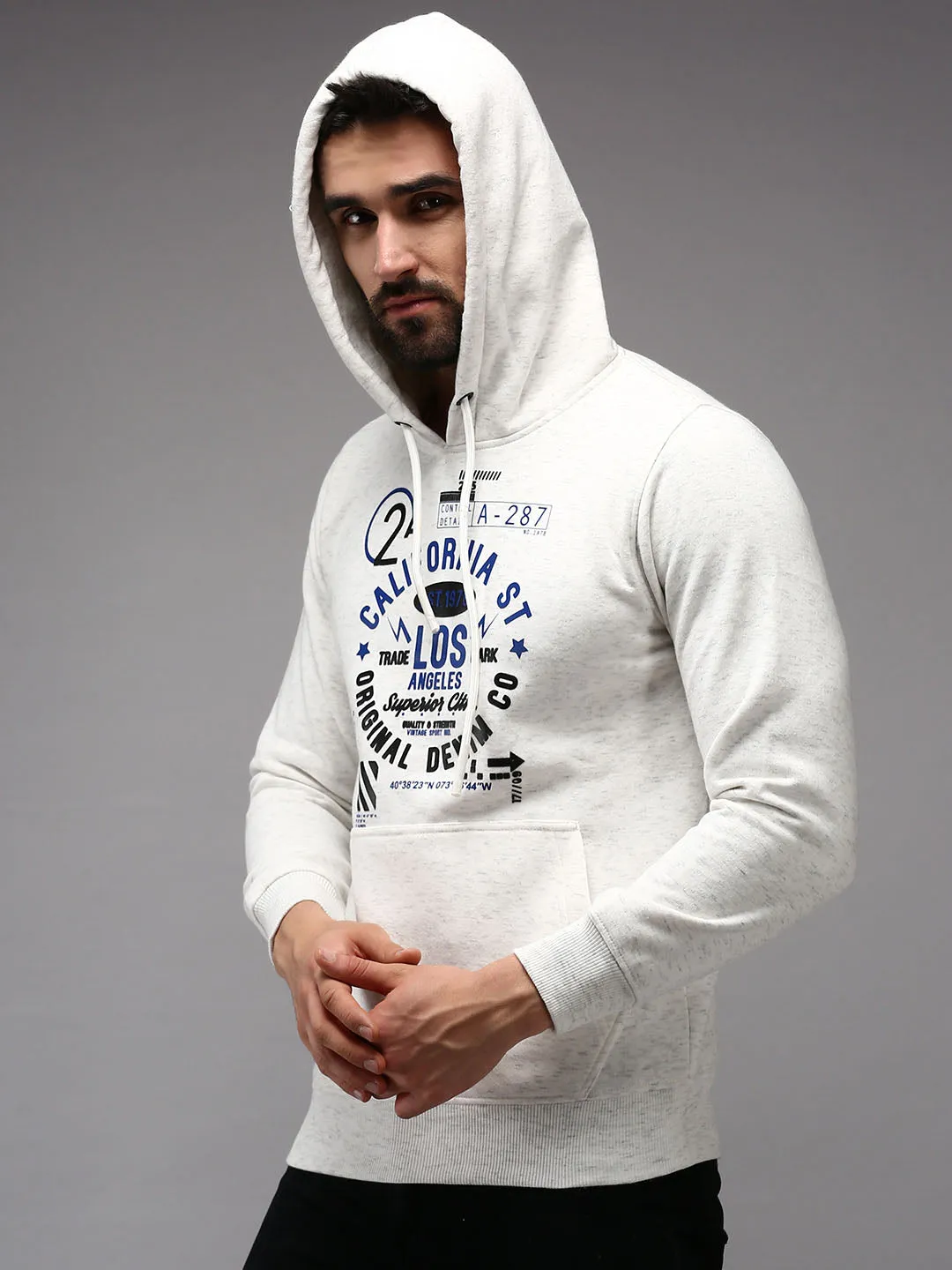 Men White Solid Sweatshirt