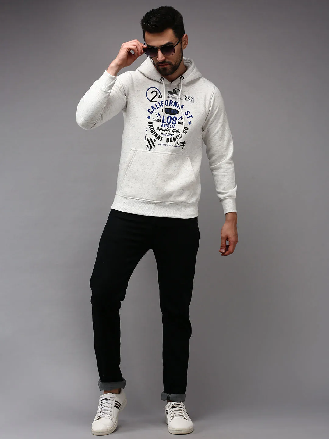 Men White Solid Sweatshirt