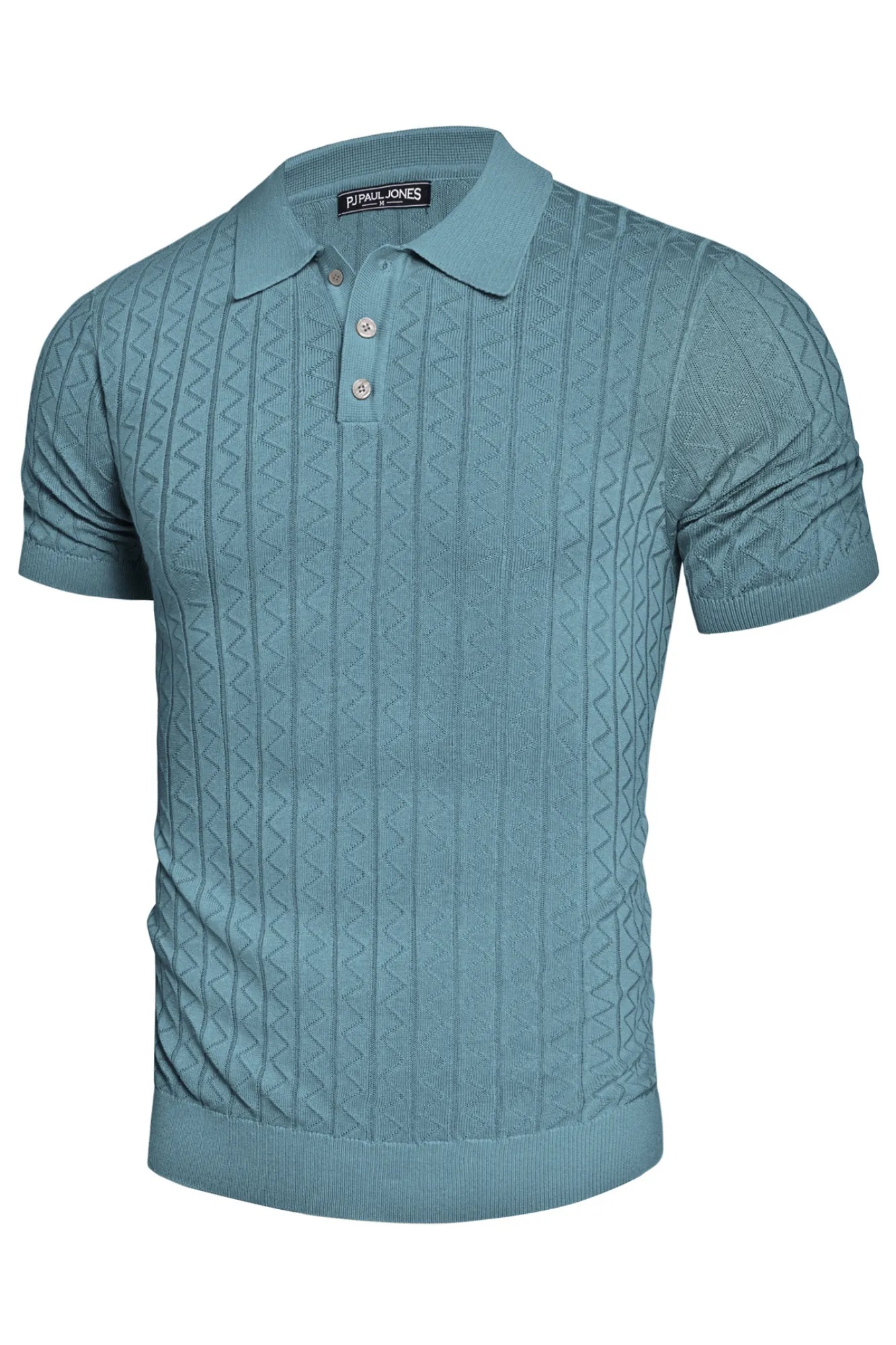 Mens Polo Shirts Short Sleeve Wavy Textured Knit Polo Shirts