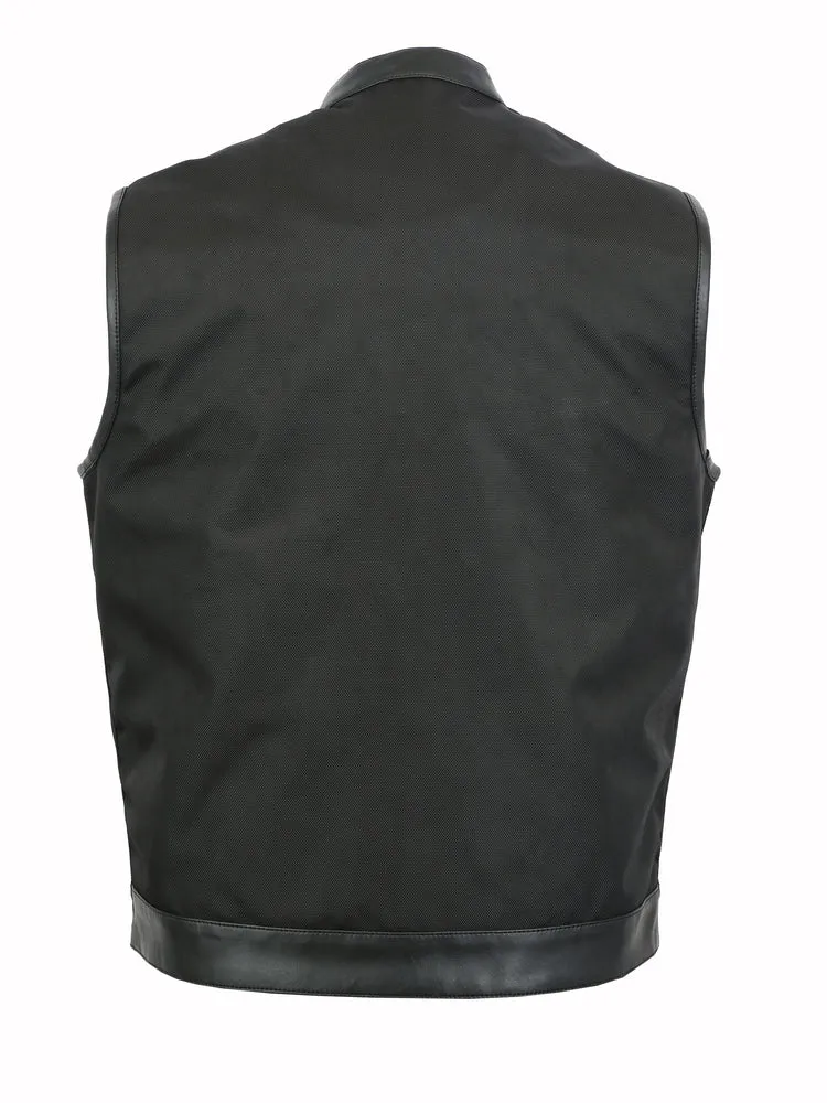 Men's Textile Concealed Snap Closure Vest w/ Scoop Collar